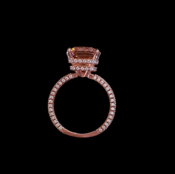 Soild Sterling silver rose gold plated engagement ring and wedding band set - Picture 6 of 16